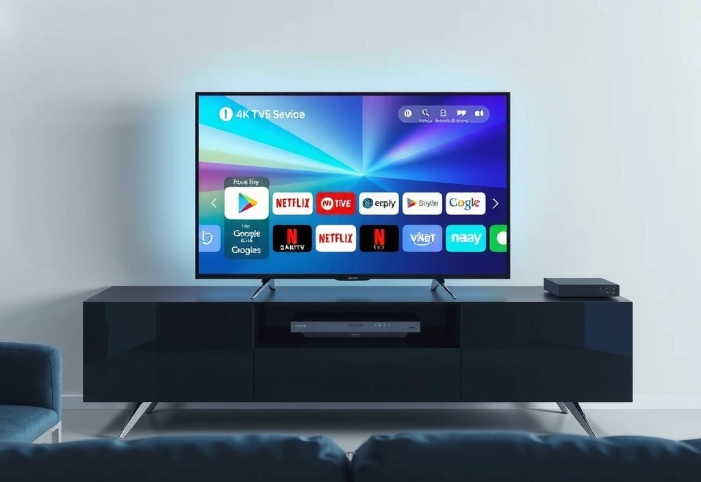Smart TV moderna con interfaccia digitale avanzata e canali TV